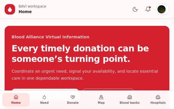 Screenshot of Blood Alliance Network