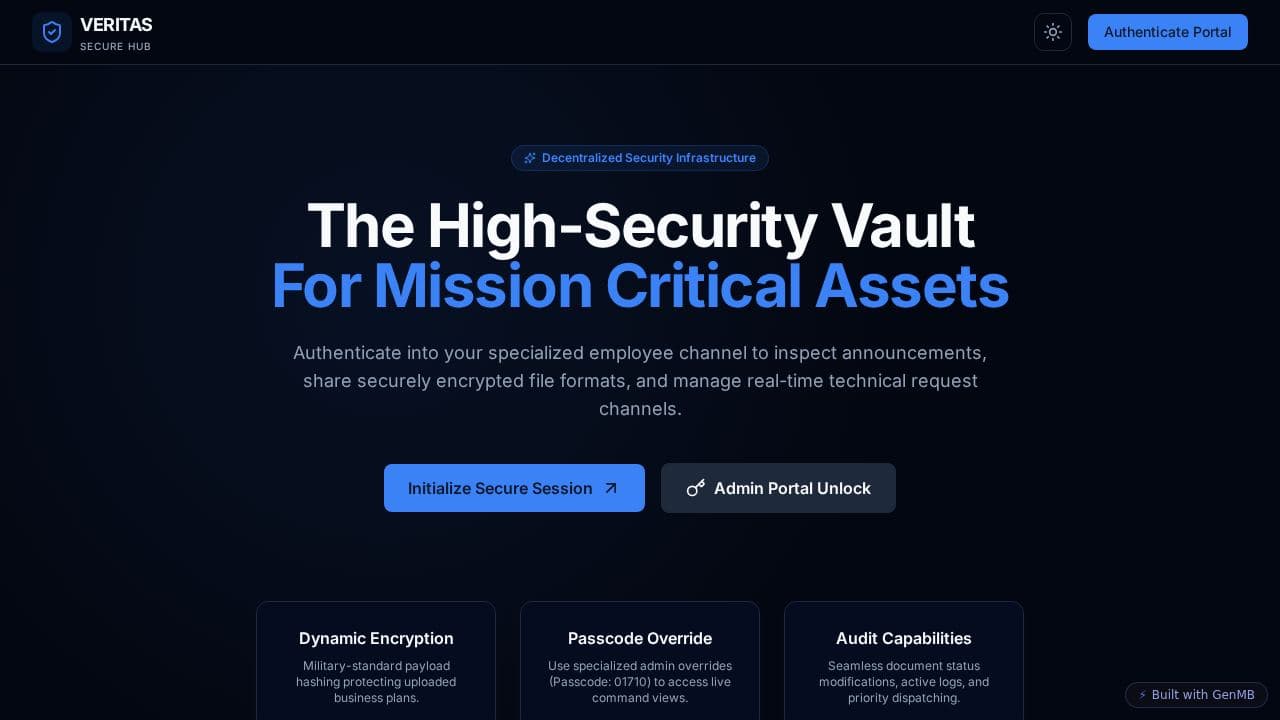 Screenshot of Veritas Secure Hub