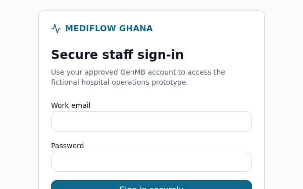 Screenshot of MediFlow Ghana