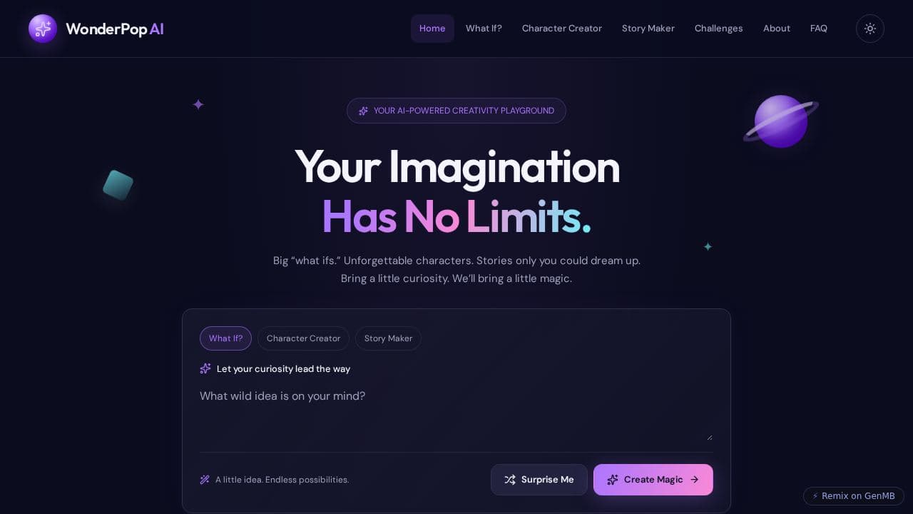 Screenshot of WonderPop AI