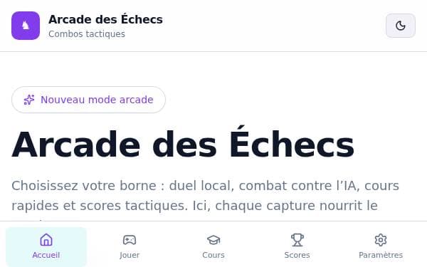 Screenshot of Arcade des Échecs