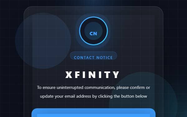 Screenshot of Contact Update Notice