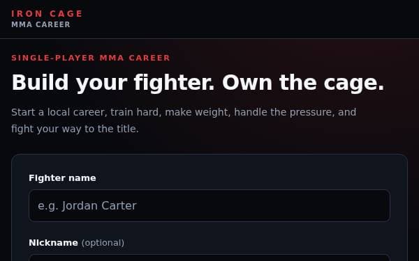 Screenshot of Iron Cage Career