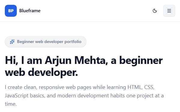 Screenshot of Blueframe Portfolio