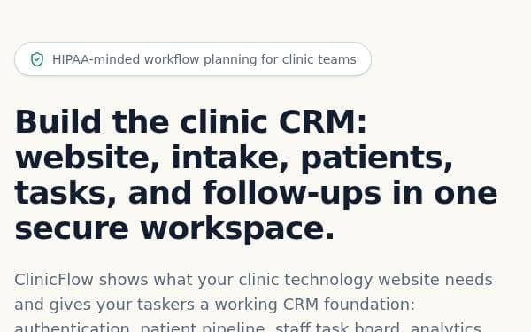 Screenshot of ClinicFlow CRM