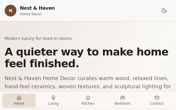 Screenshot of Nest & Haven