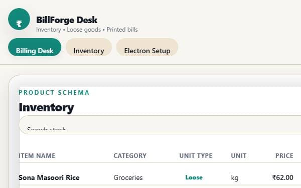 Screenshot of BillForge Desk