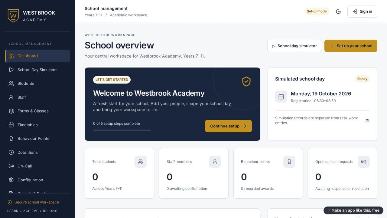Screenshot of Westbrook Academy