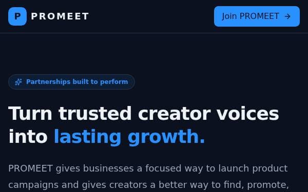 Screenshot of Promeet Creator Hub