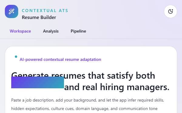 Screenshot of Contextual Resume Forge