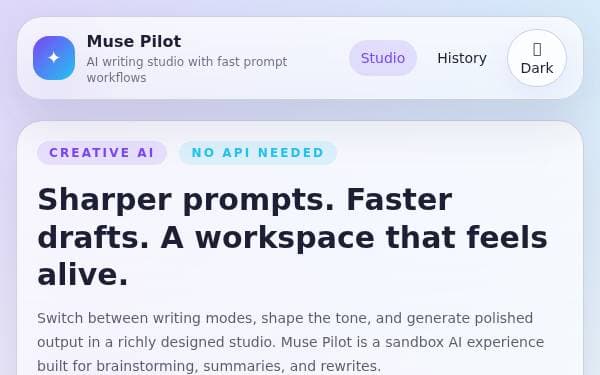 Screenshot of Muse Pilot