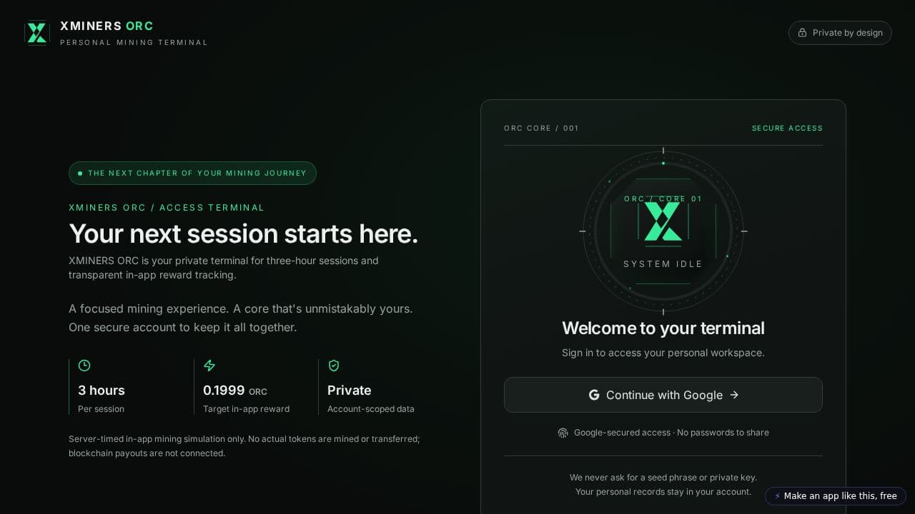 Screenshot of XMINERS ORC