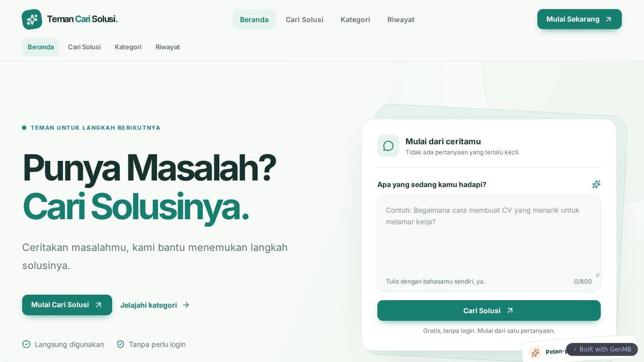 Screenshot of Teman Cari Solusi