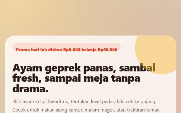 Screenshot of Geprek Mantap