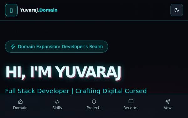 Screenshot of Yuvaraj Domain