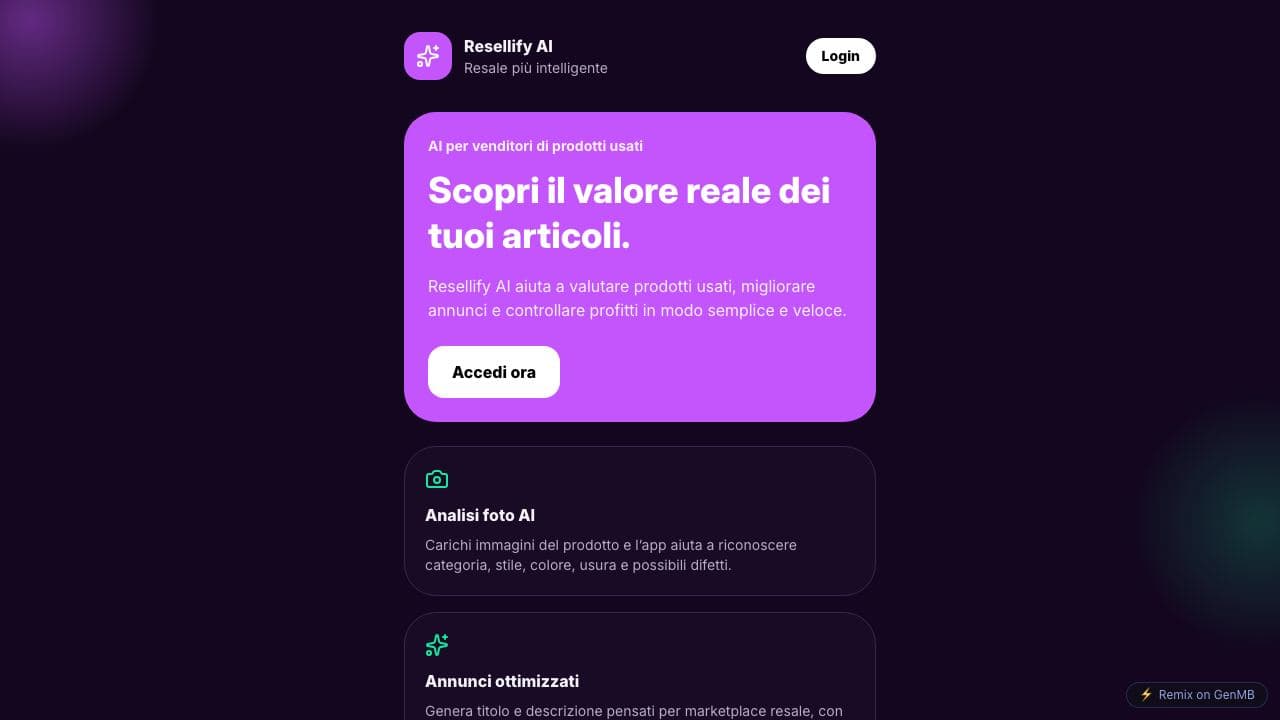 Screenshot of Resellify AI