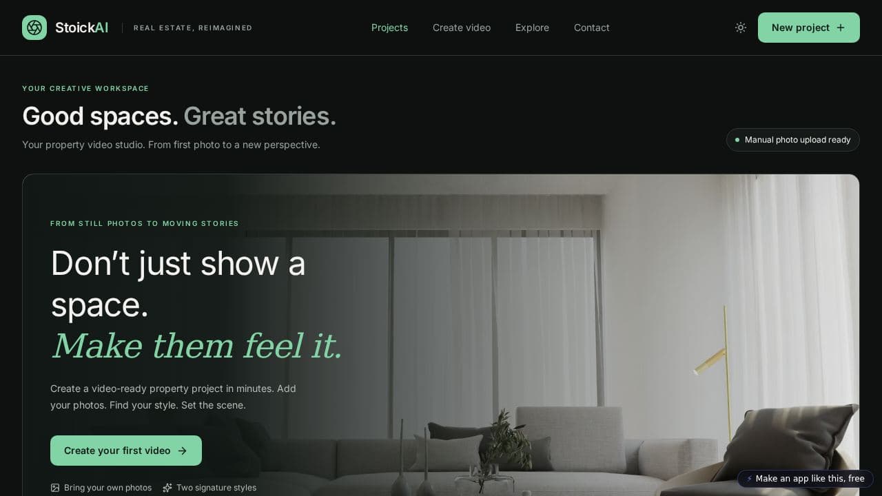 Screenshot of StoickAI Property Videos