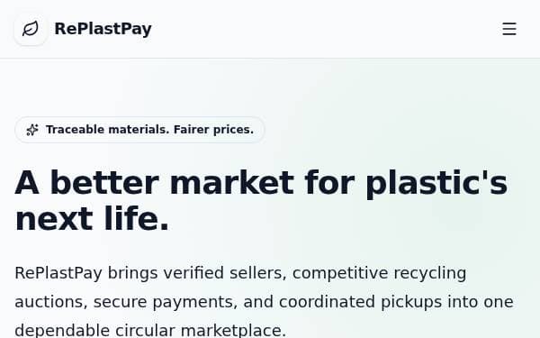 Screenshot of RePlastPay Marketplace