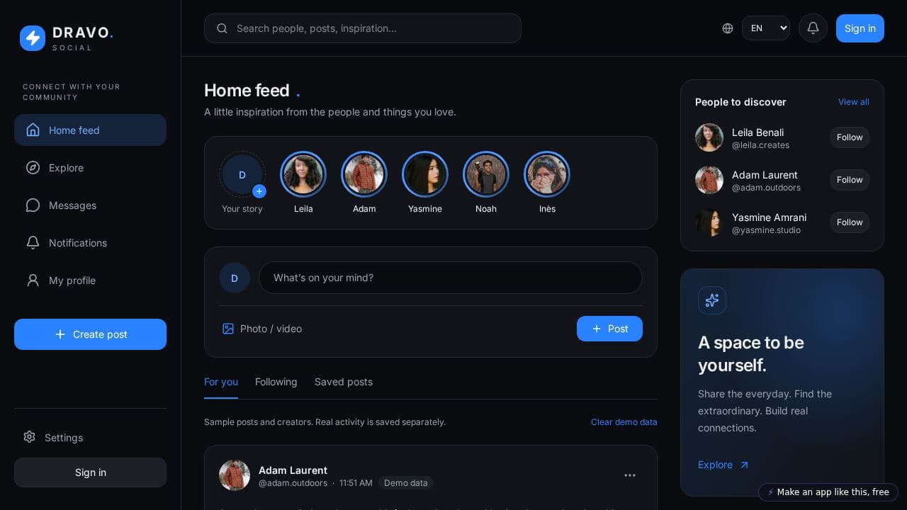 Screenshot of Dravo Social