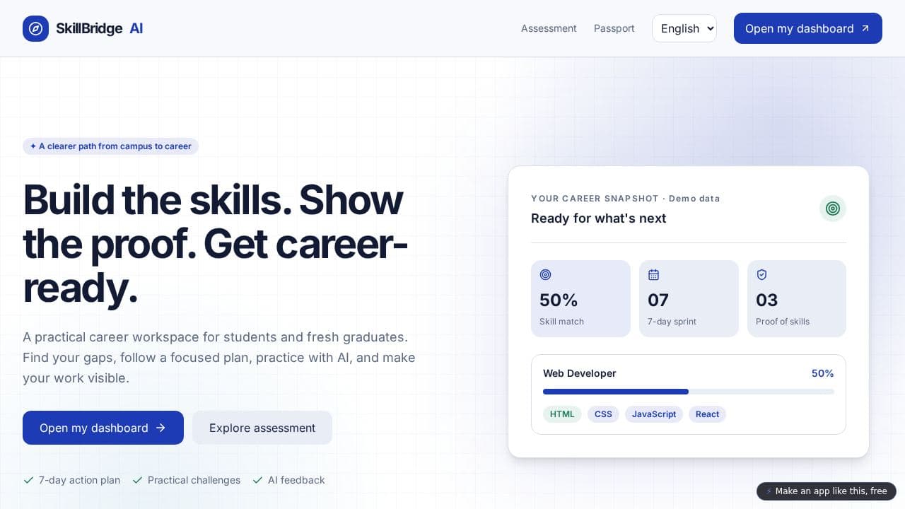 Screenshot of SkillBridge AI