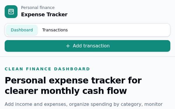 Screenshot of Expense Tracker Dashboard
