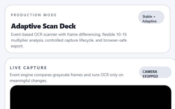 Screenshot of Adaptive Scan Deck