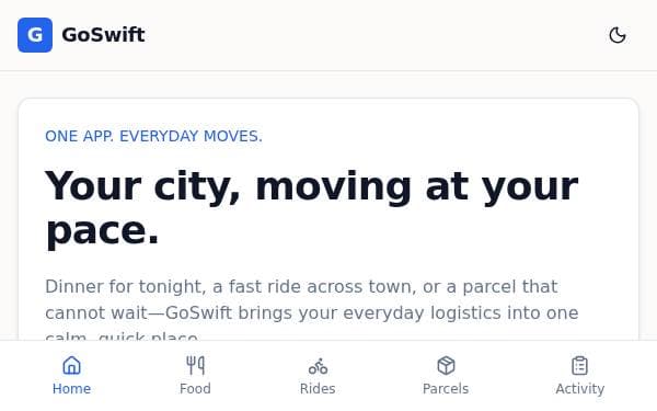 Screenshot of GoSwift SuperApp