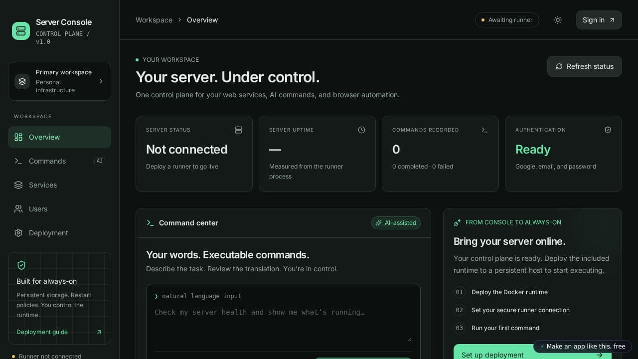 Screenshot of AI Server Platform