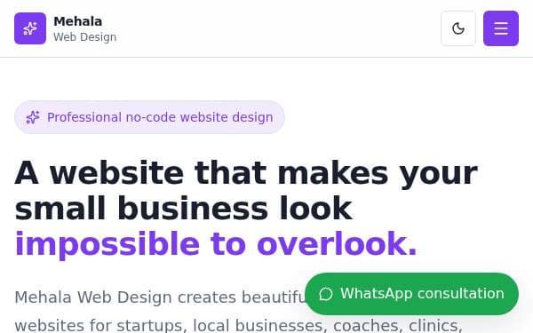 Screenshot of Mehala Web Design