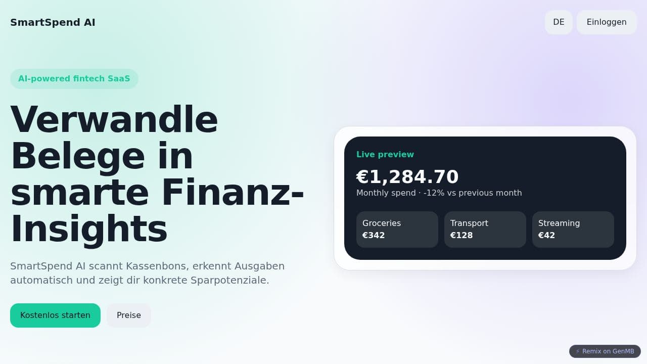 Screenshot of SmartSpend AI