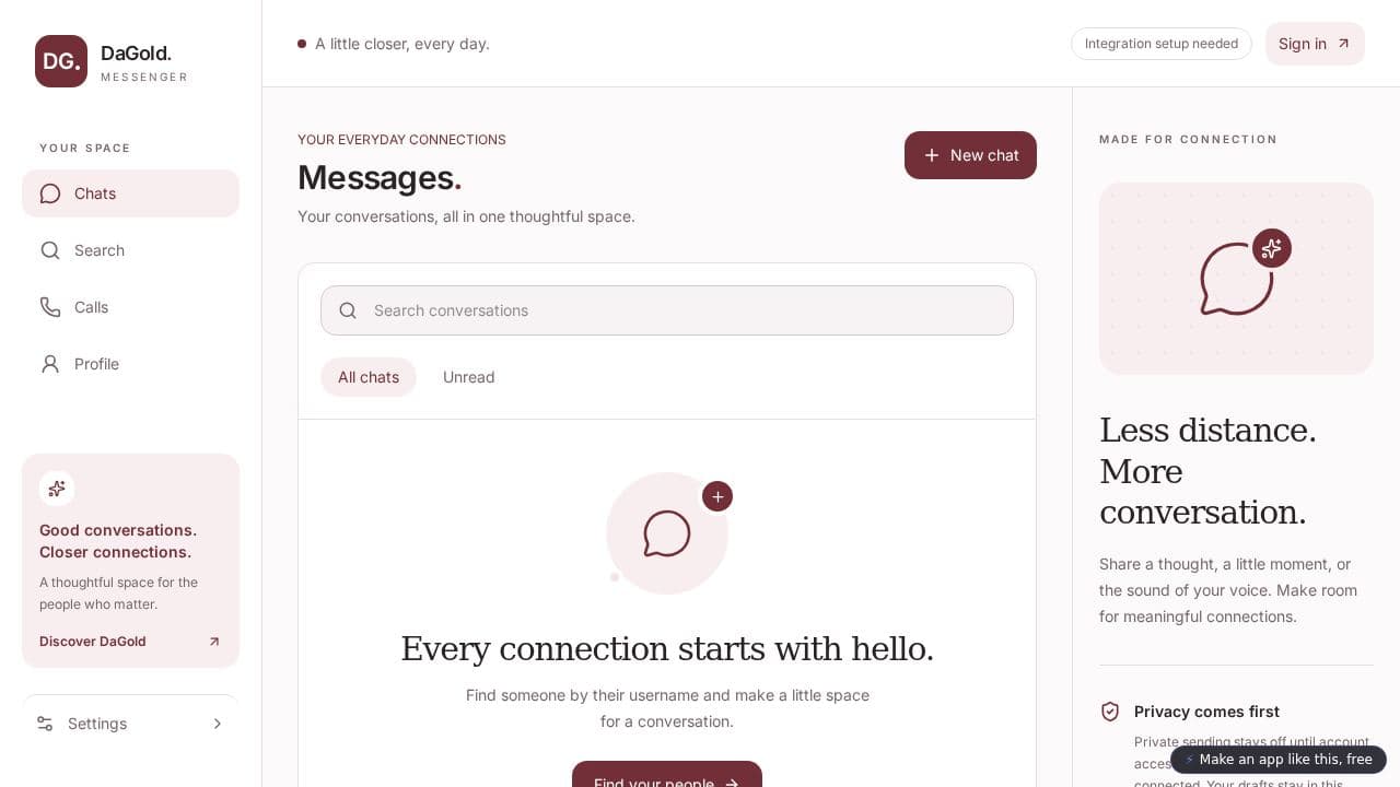 Screenshot of DaGold Messenger