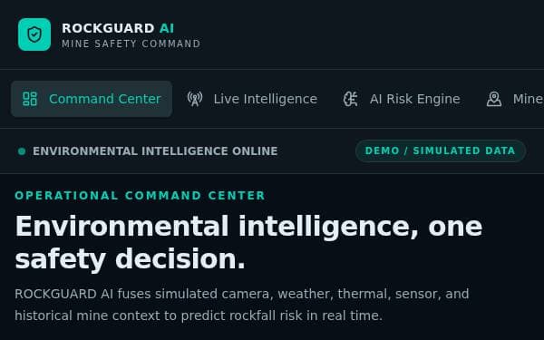 Screenshot of Rockfall Intelligence Hub