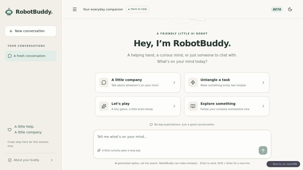 Screenshot of RobotBuddy Companion