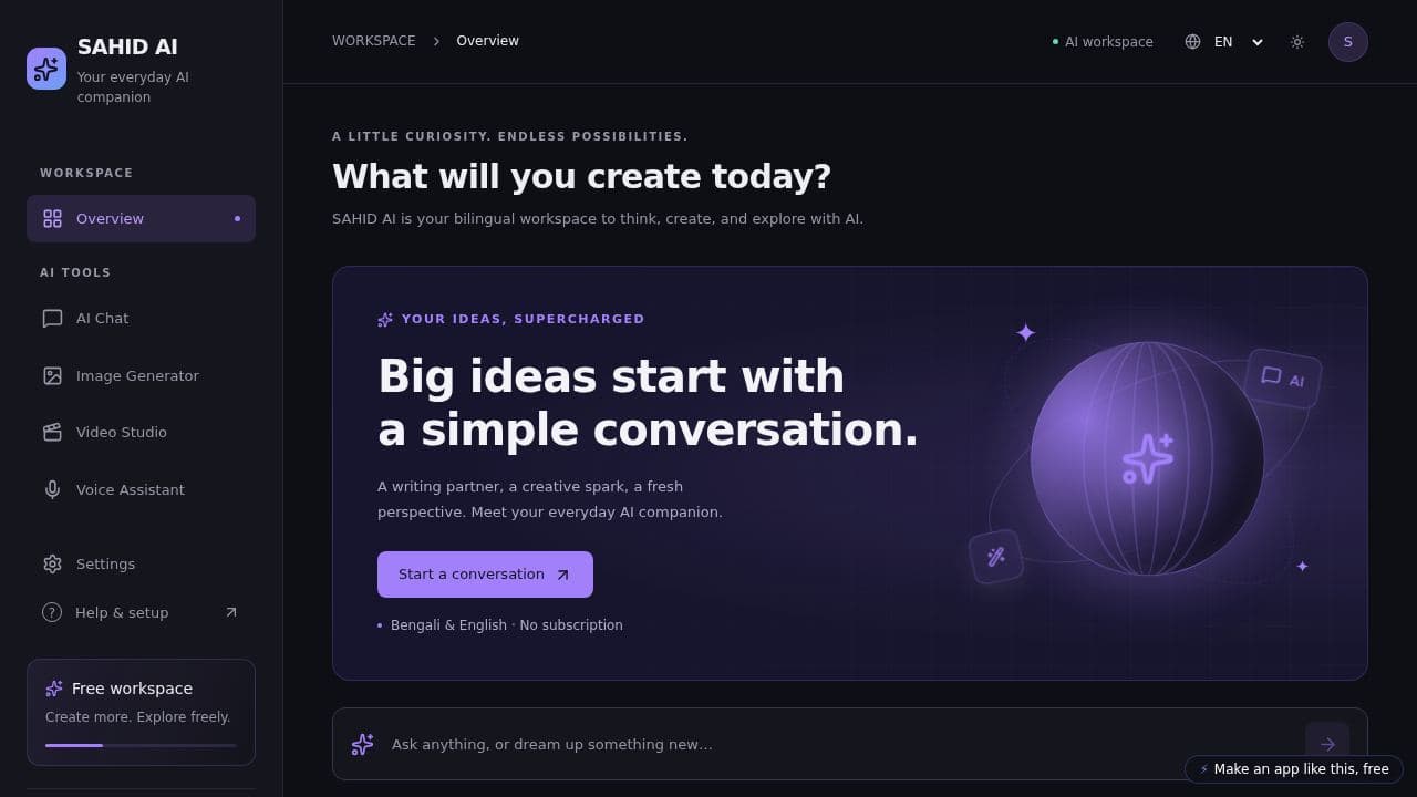 Screenshot of SAHID AI Studio