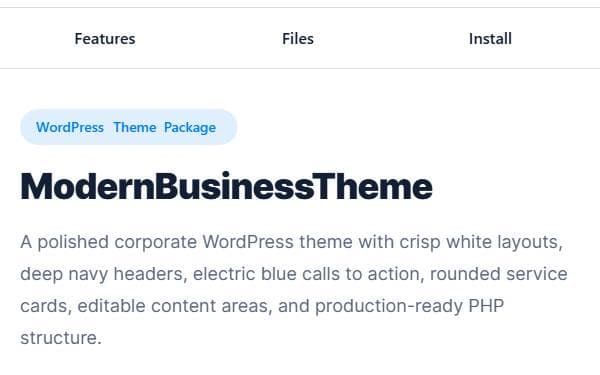 Screenshot of Modern Business Theme