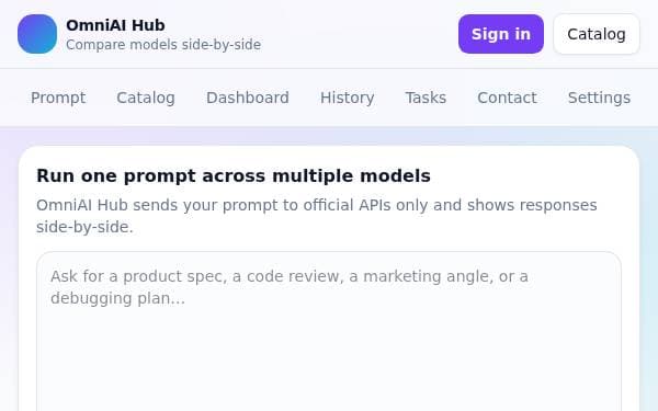 Screenshot of OmniAI Hub