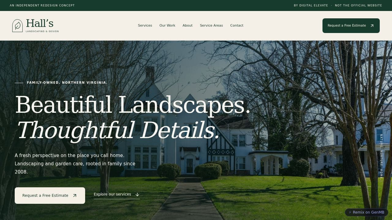 Screenshot of Hall's Landscaping Concept
