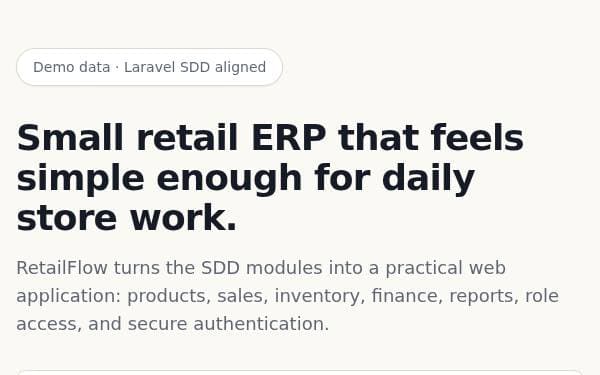 Screenshot of RetailFlow ERP