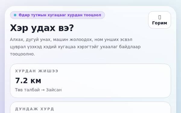 Screenshot of Хугацаа Тооцоолуур