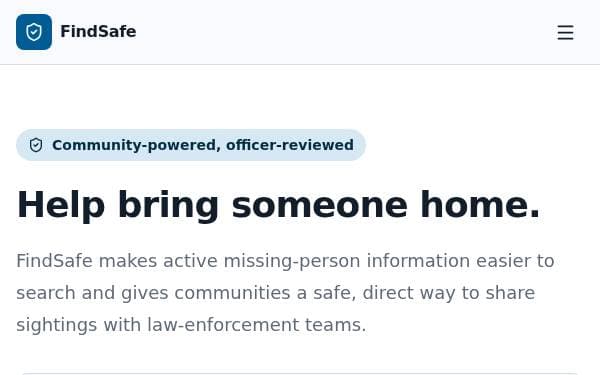 Screenshot of Missing Person Cloud
