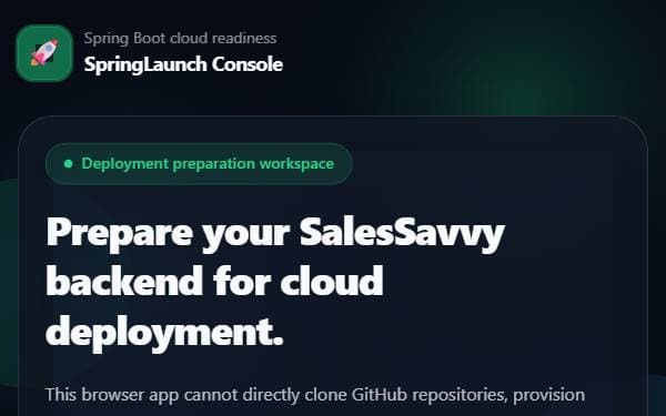 Screenshot of SpringLaunch Console