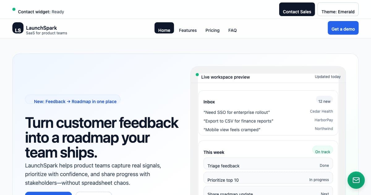 Screenshot of LaunchSpark SaaS