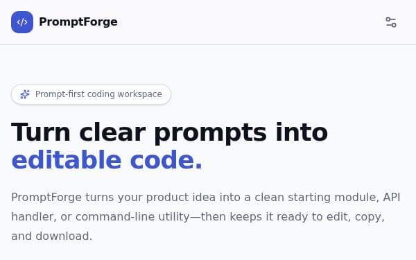 Screenshot of Prompt Code Generator