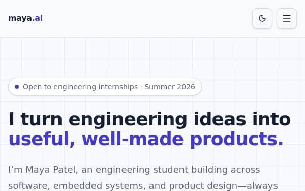 Screenshot of AI Student Portfolio