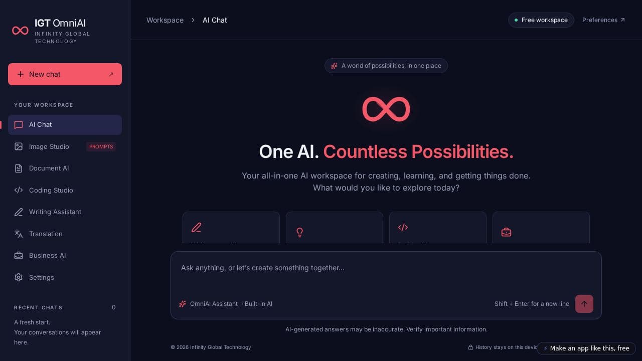 Screenshot of IGT OmniAI