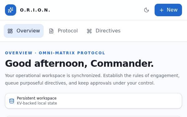 Screenshot of Orion System Assistant