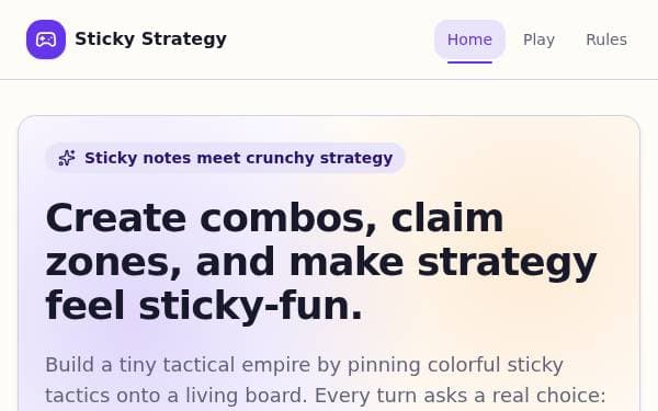 Screenshot of Sticky Strategy Games