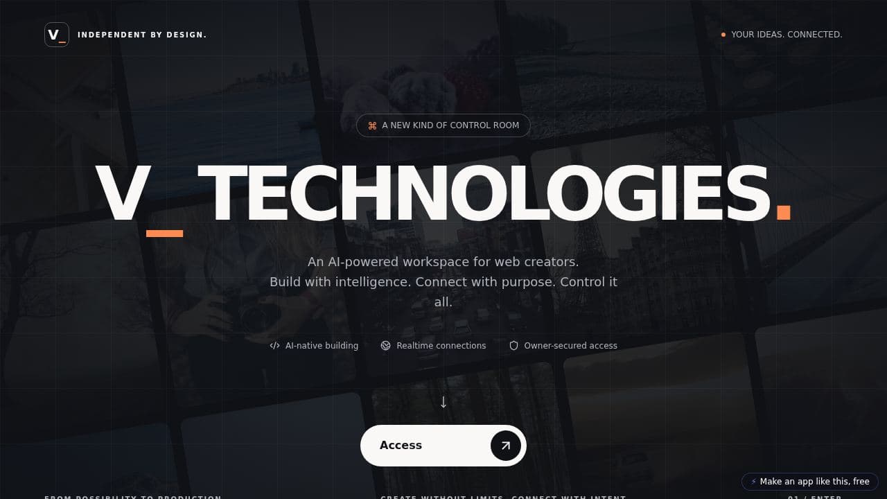 Screenshot of V Technologies Control Hub