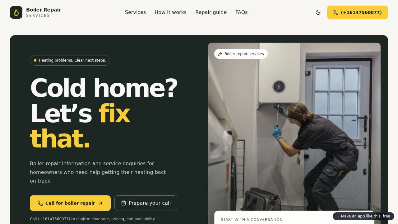 Screenshot of Boiler Repair Services