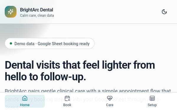 Screenshot of BrightArc Dental